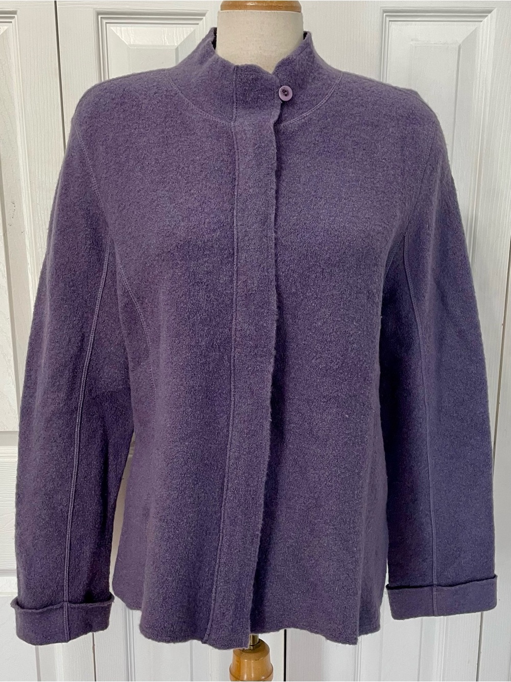 Deane & White Women’s Purple Boiled Wool Lavender Zip Up Coat